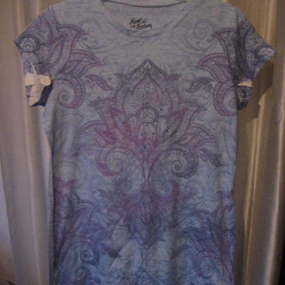 Fame and Fortune Blue/Lavender Shirt Sz 1X NWNT - Picture 1 of 5